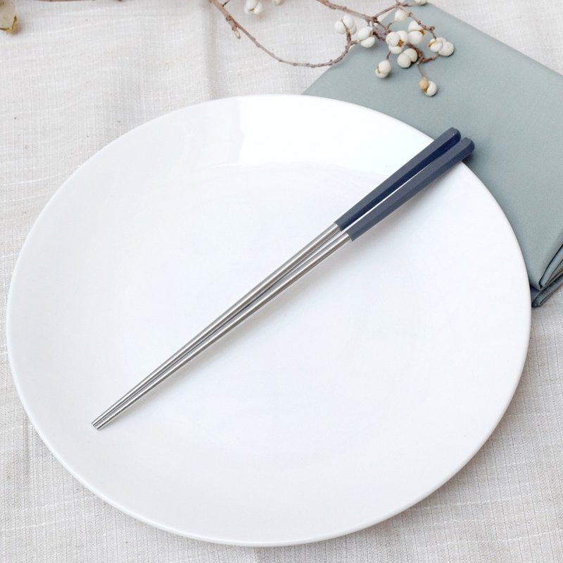 六角不銹鋼筷26cm 分食筷 公筷 蒼穹灰 4雙入 - 筷子/筷架 - 不鏽鋼 灰色