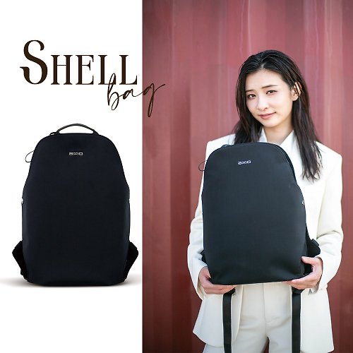 AXIO_Official AXIO Shell Backpack 經典手作頂級貝殼包(shell-BB) 黔黑色