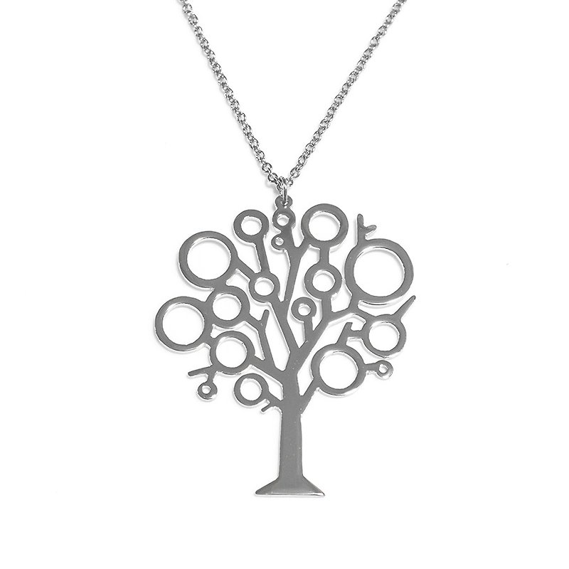 Abstract cute tree pendant - Necklaces - Copper & Brass Silver