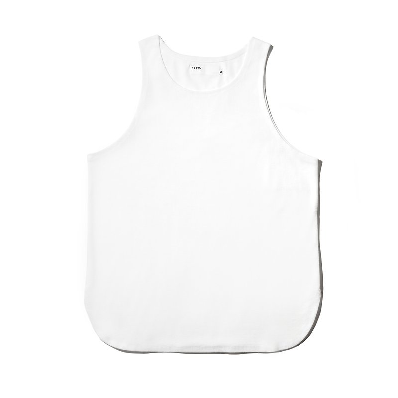 White Cotton Organic Vest - เสื้อกั๊กผู้ชาย - ผ้าฝ้าย/ผ้าลินิน ขาว