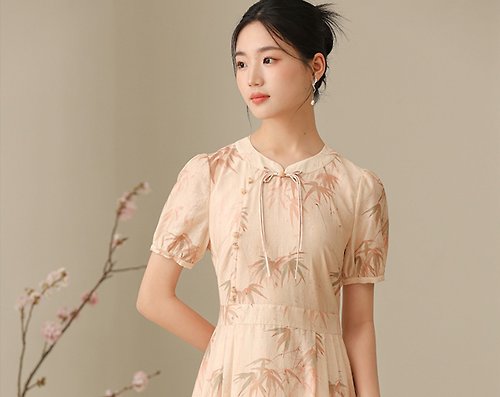 初蟬 向晚 新中式復古中國風 天絲改良洋裝