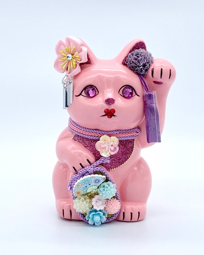 招き猫　舞妓はんご縁猫 - 擺飾/家飾品 - 陶 粉紅色