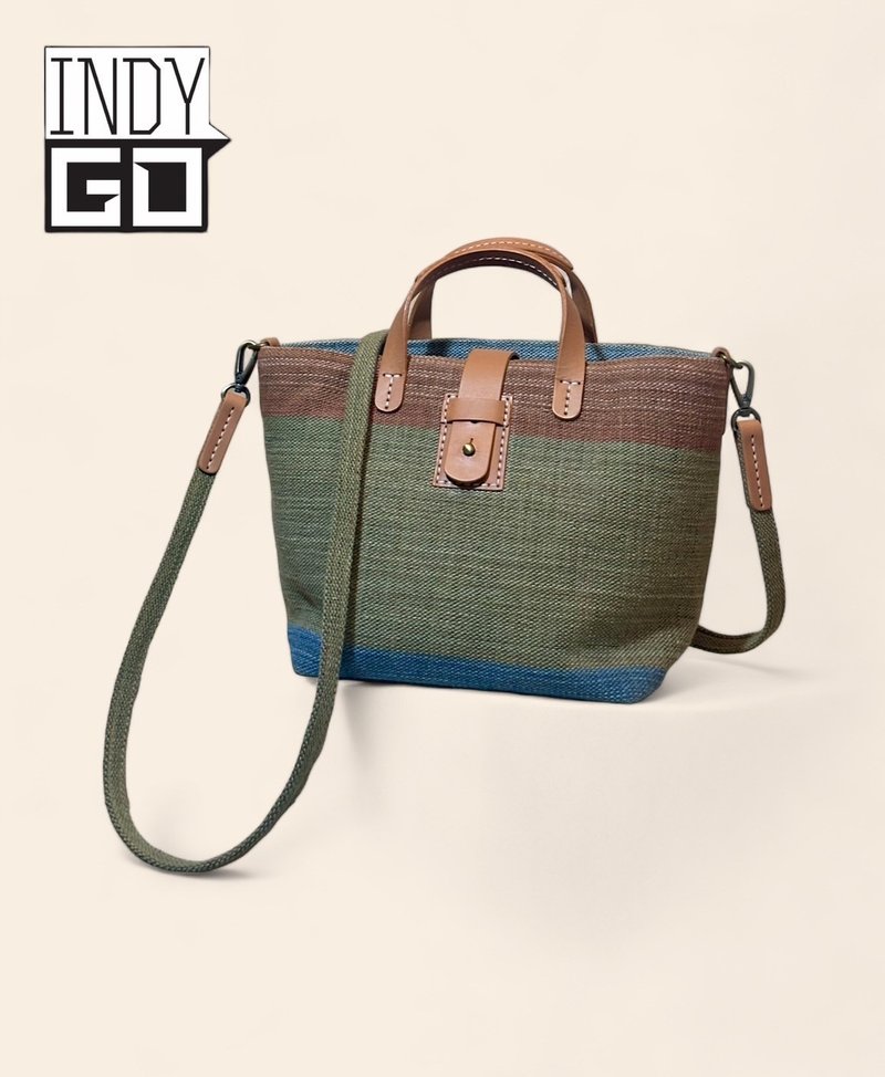 INDYGO 001 Hand Woven 2-way Bag - Handbags & Totes - Cotton & Hemp Green