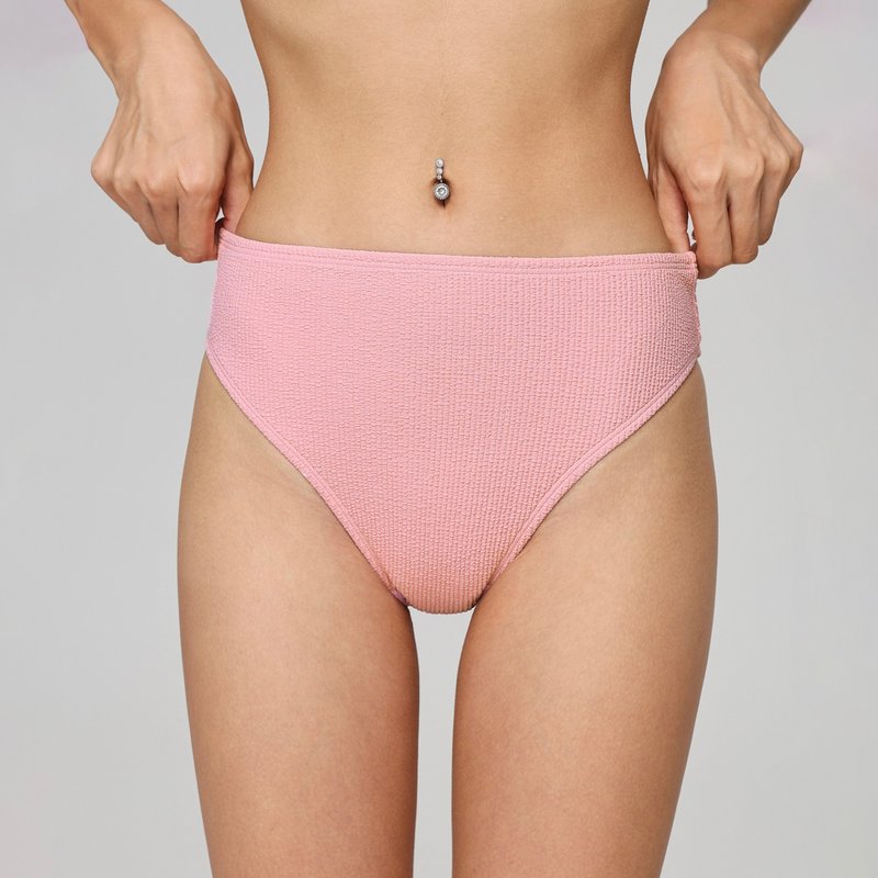 ornoir.co Pink high waist swimming trunks - ชุดว่ายน้ำผู้หญิง - เส้นใยสังเคราะห์ สึชมพู