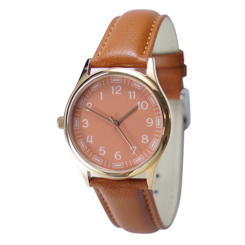 Back in time Watch Light Brown Strap and Face Free shipping worldwide - นาฬิกาผู้ชาย - สแตนเลส สีกากี