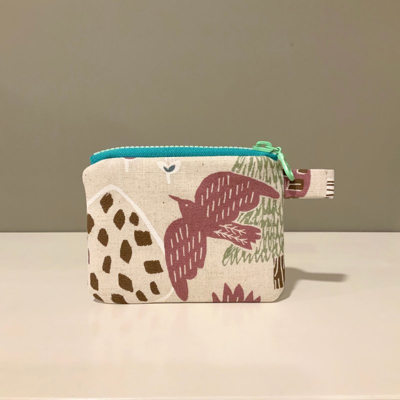 樹與鳥—鋪棉小袋/零錢包/耳機收納 - 零錢包/小錢包 - 棉．麻 