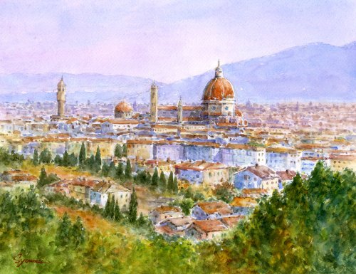 水彩画原画 フィレンツェの街 - ショップ 松下勝明 ポスター・絵 - Pinkoi