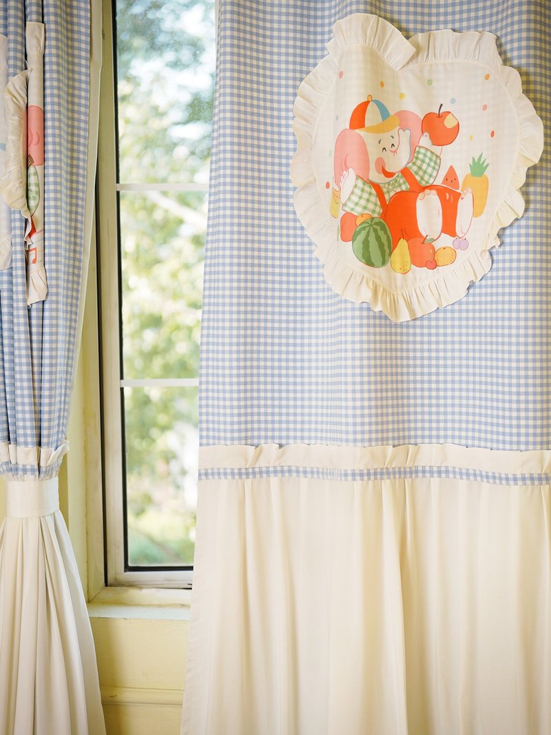 Elephant blackout curtain 80s retro Showa custom printed patchwork fabric - อื่นๆ - เส้นใยสังเคราะห์ หลากหลายสี