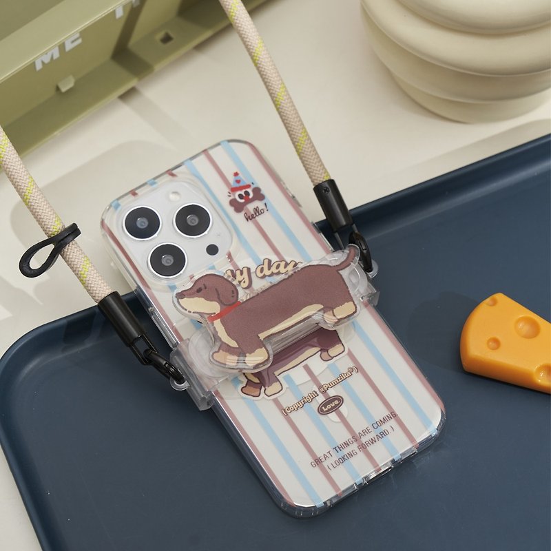 臘腸狗磁吸手機殼搭配磁吸手機夾磁吸氣囊支架手機保護套 - 手機殼/手機套 - 其他材質 