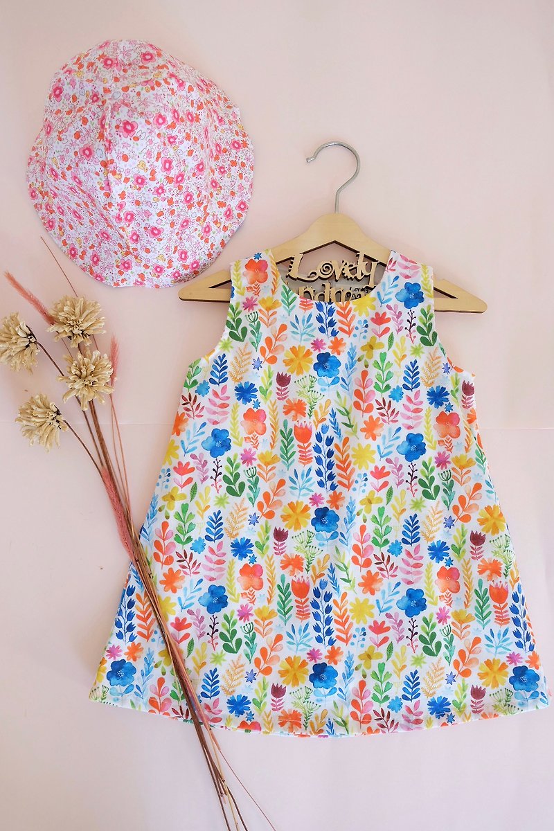 Watercolor Meadow Floral Sleeveless Dress - กระโปรง - ผ้าฝ้าย/ผ้าลินิน หลากหลายสี