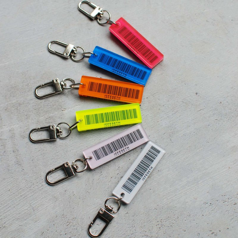 Double-sided waterproof electronic carrier keychain, Acrylic invoice carrier, various barcodes - ที่ห้อยกุญแจ - อะคริลิค ขาว