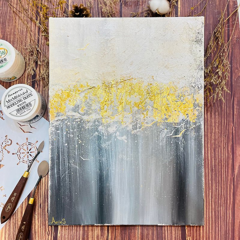 Gold foil art texture painting Acrylic painting can be learned without any painting foundation - Illustration, Painting & Calligraphy - Cotton & Hemp 