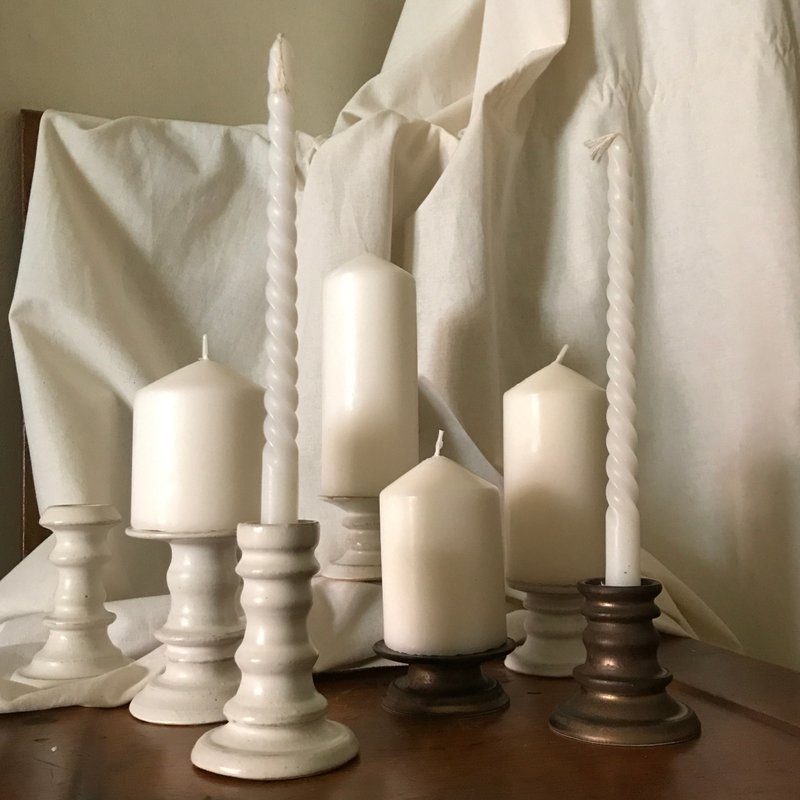 Déjà vu Ceramics 白色陶瓷高腳燭台 - 香氛蠟燭/燭台 - 陶 白色