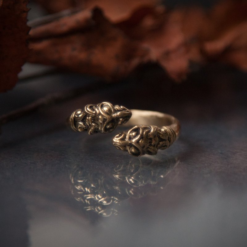 Panther ring. viking jewelry for her. ethnic adjustable ring. Celtic snake - 戒指 - 其他金屬 橘色