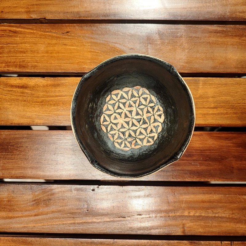 Handmade pottery-small dinner bowl-dessert plate-candle plate-flower of life - Bowls - Pottery 