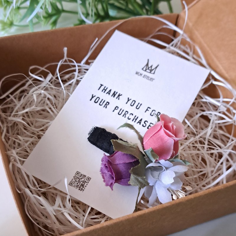 花束小夾 (限量款)-聖誕交換禮物包裝 - 髮夾/鯊魚夾 - 棉．麻 多色