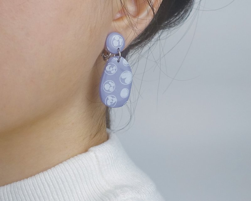 Handmade white blood cell print earrings-organic shape - Earrings & Clip-ons - Clay Purple
