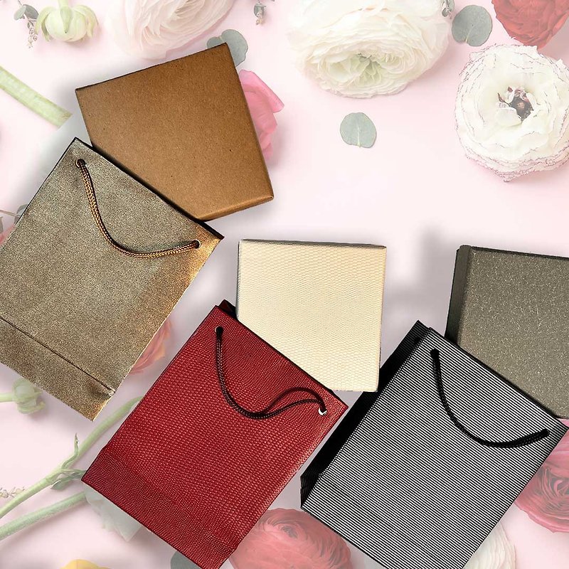 Square Gift Box Plus Paper Loop Bag Exquisite Jewelry Case Colors Option - วัสดุห่อของขวัญ - กระดาษ หลากหลายสี