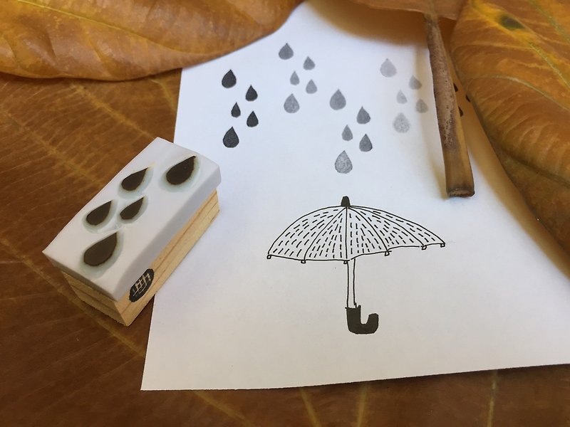 「雨滴」手彫りスタンプ - はんこ・スタンプ台 - その他の素材 ホワイト