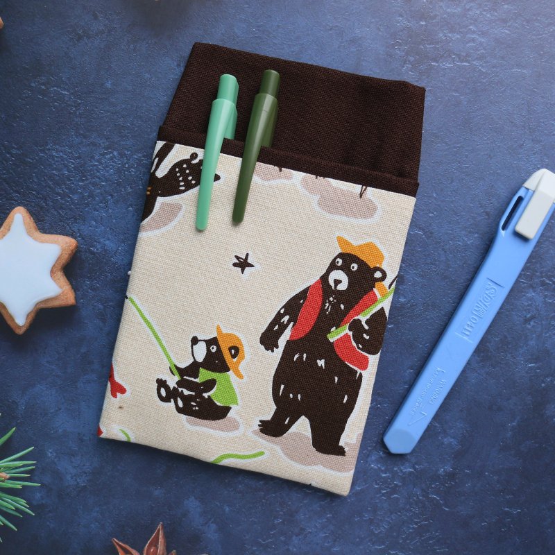 [Camping Bear] Pocket Pen Case Nurse Pen Case Doctor Pen Case Teacher Pen Case - Pencil Cases - Cotton & Hemp Blue