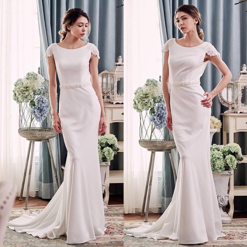 White gauze designed for An Xinya in the drama-simple and elegant tailoring with a small backless showing sexy curves - ชุดราตรี - ผ้าไหม ขาว