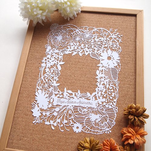 Papierlogue 客製化心型照片框紙雕(含框) |生日禮物 | 結婚禮物 | 紀念品