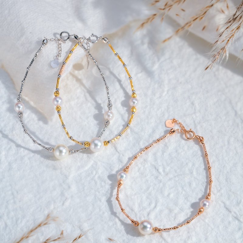 Akoya 日本工藝 18K金 彈性手圈 - 手鍊/手環 - 珍珠 