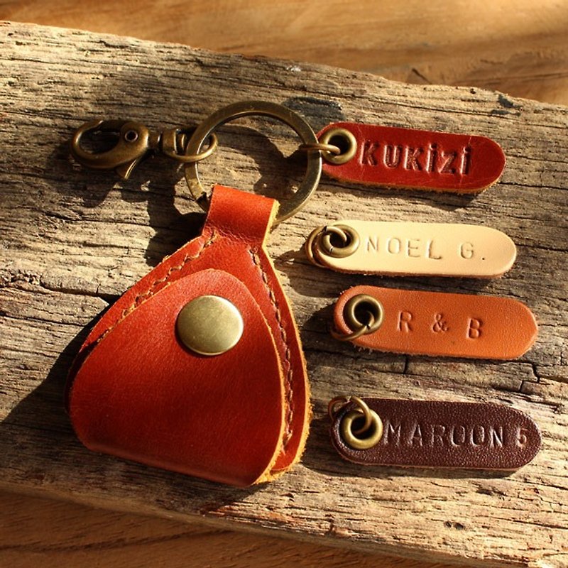 Handmade Pick Case (Genuine Cow Leather) - Whisky Red / Key Ring / Key Holder - Keychains - Genuine Leather 