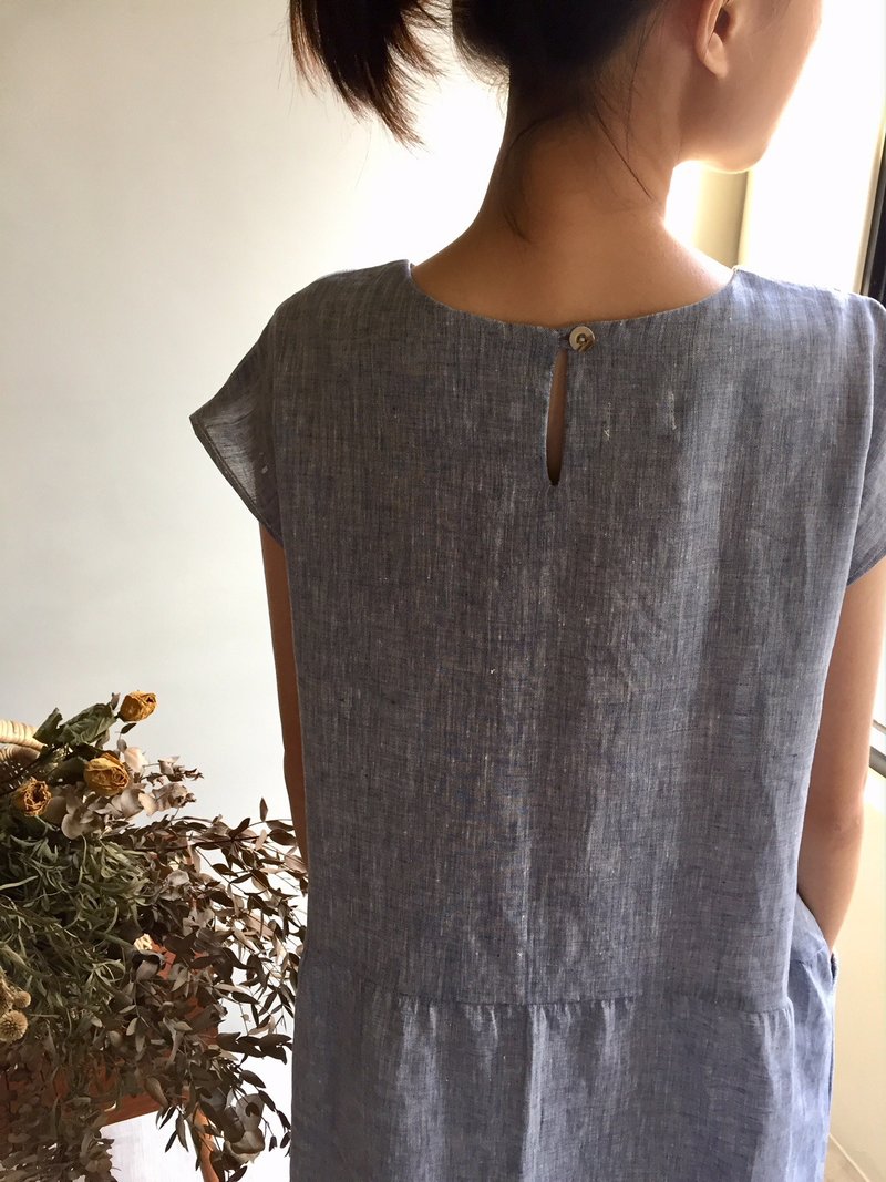 以新布料訂做/六月巴黎@復刻版亞麻法式袖洋裝 100%Linen - 洋裝/連身裙 - 棉．麻 