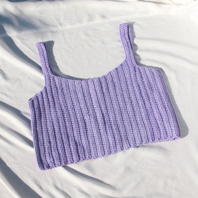 Lilac Cami Crop Top Crochet - 女上衣/長袖上衣 - 其他材質 紫色