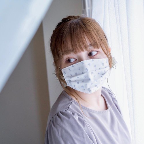 Temariya 日本製布口罩專門店 手工立體口罩 可洗滌 日本製純棉二重紗布 数字 號碼 白色 成人