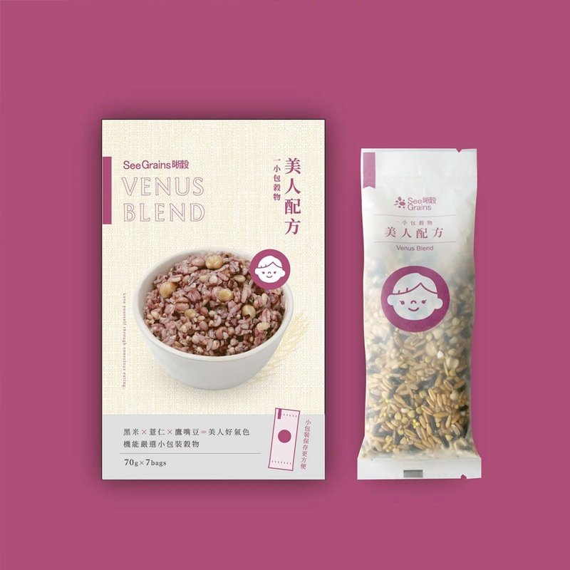 【Small packet of cereals】Beauty formula box (70g x 7 packs) Women's exclusive formula - Grains & Rice - Paper Purple