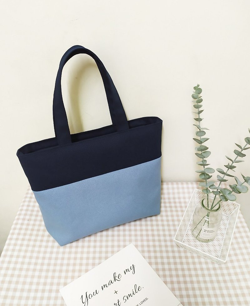 Sky Series Tote Bag/Tote Bag/Canvas Shoulder Bag/A4 Applicable/Smoky Blue/Pre-Order - กระเป๋าถือ - ผ้าฝ้าย/ผ้าลินิน สีน้ำเงิน