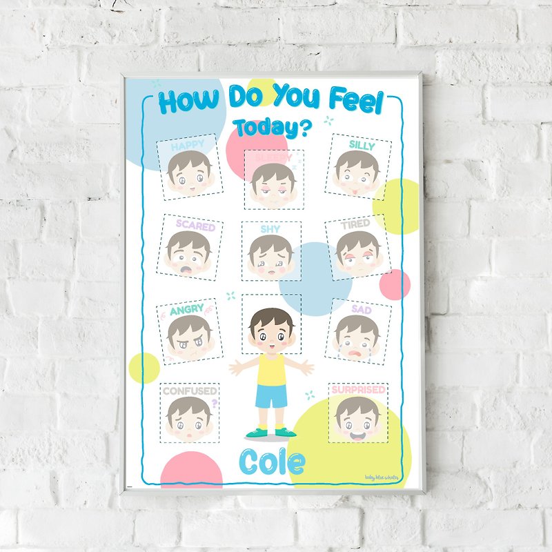 Feeling Poster with Personalized Name (with reusable sticker pad)  - Kids Poster - 海報/掛畫/掛布 - 紙 