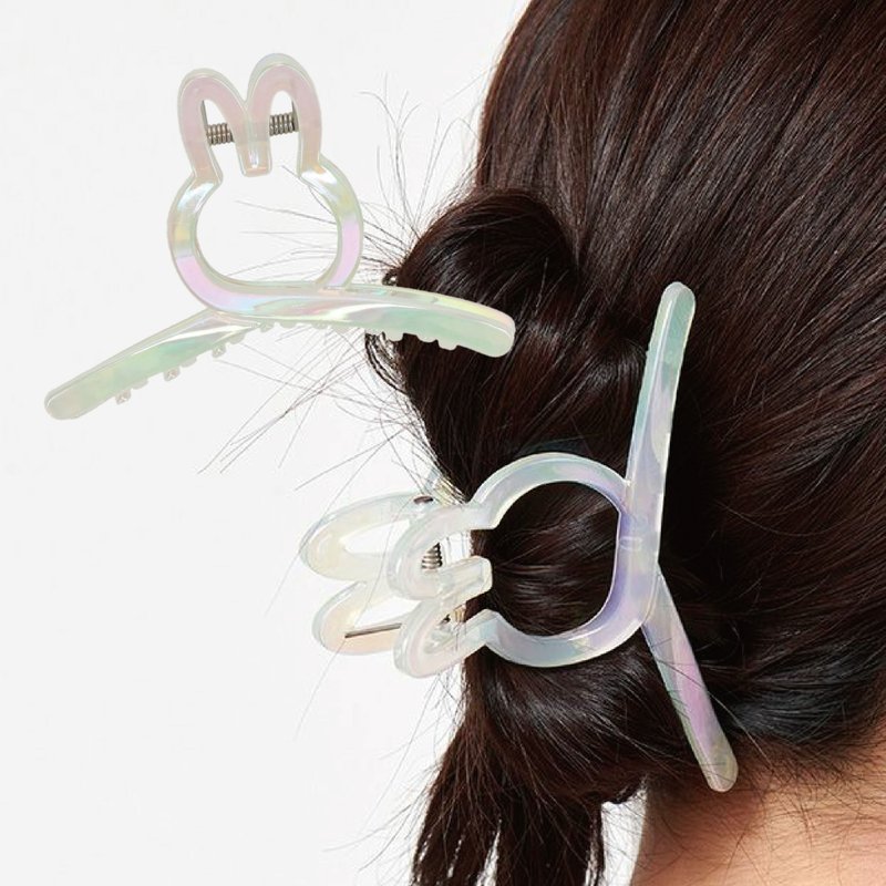 [MIFFYx Japan Shobido] Pearl Shell Light Hollow Style Gripper Laser Hair Clip - Hair Accessories - Plastic 