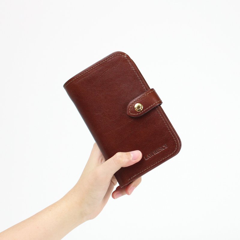 Brown Italian Vegetable Tanned Leather Mid-Clip Zipper Coin Bag Birthday Valentine's Day Gift - กระเป๋าสตางค์ - หนังแท้ สีนำ้ตาล