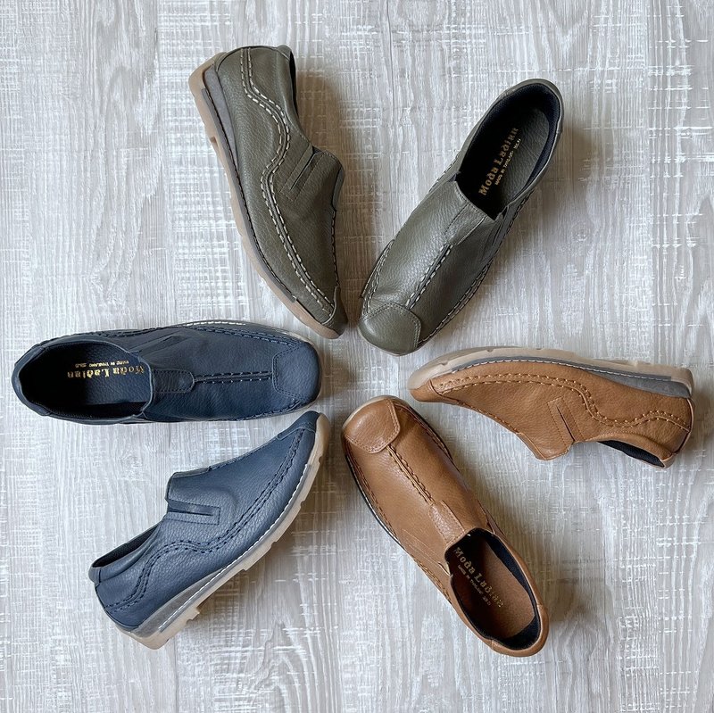 Popular slip-on casual shoes painless 25cm easy to wear wide 2403 - รองเท้าลำลองผู้หญิง - วัสดุอื่นๆ สีเขียว