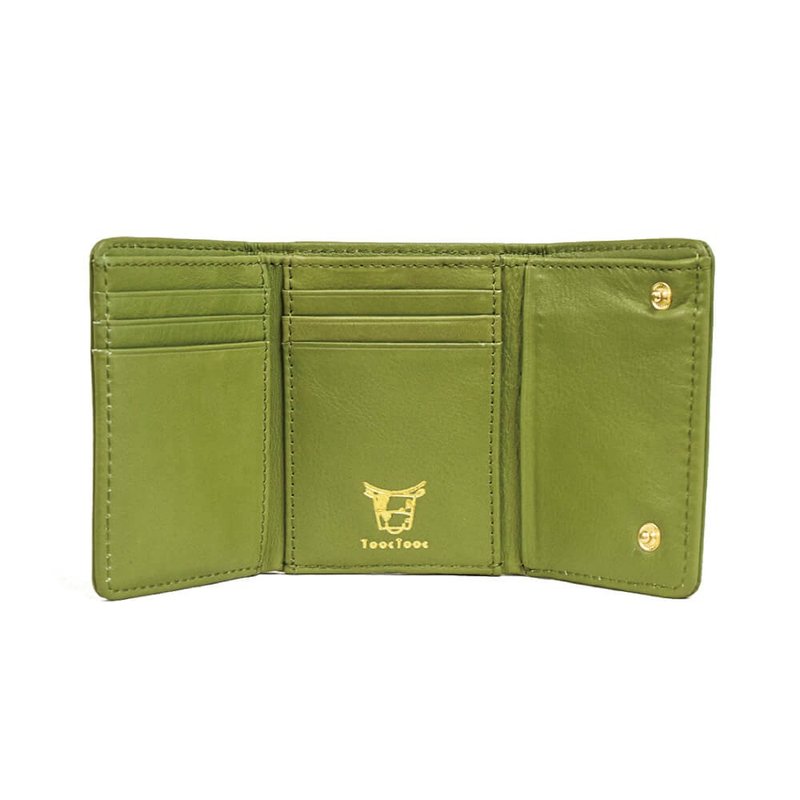 Tri-fold wallet sorella compact ladies genuine leather wallet mini wallet leather japan [Green] TOW001 - กระเป๋าสตางค์ - หนังแท้ สีเขียว