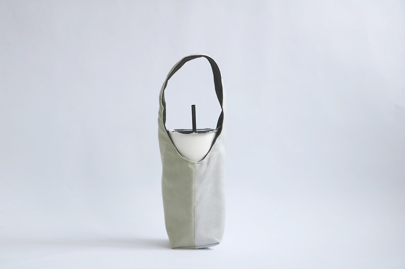 MaryWil麂皮雙面環保杯套飲料提袋-灰綠x灰色 - 杯袋/飲料提袋 - 聚酯纖維 灰色