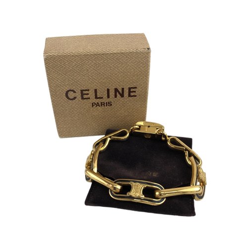 Direct from Japan, branded used packaging] CELINE Bracelet Gold Black  Blazon Vintage Old ivp6ia - Shop solo-vintage Bracelets - Pinkoi