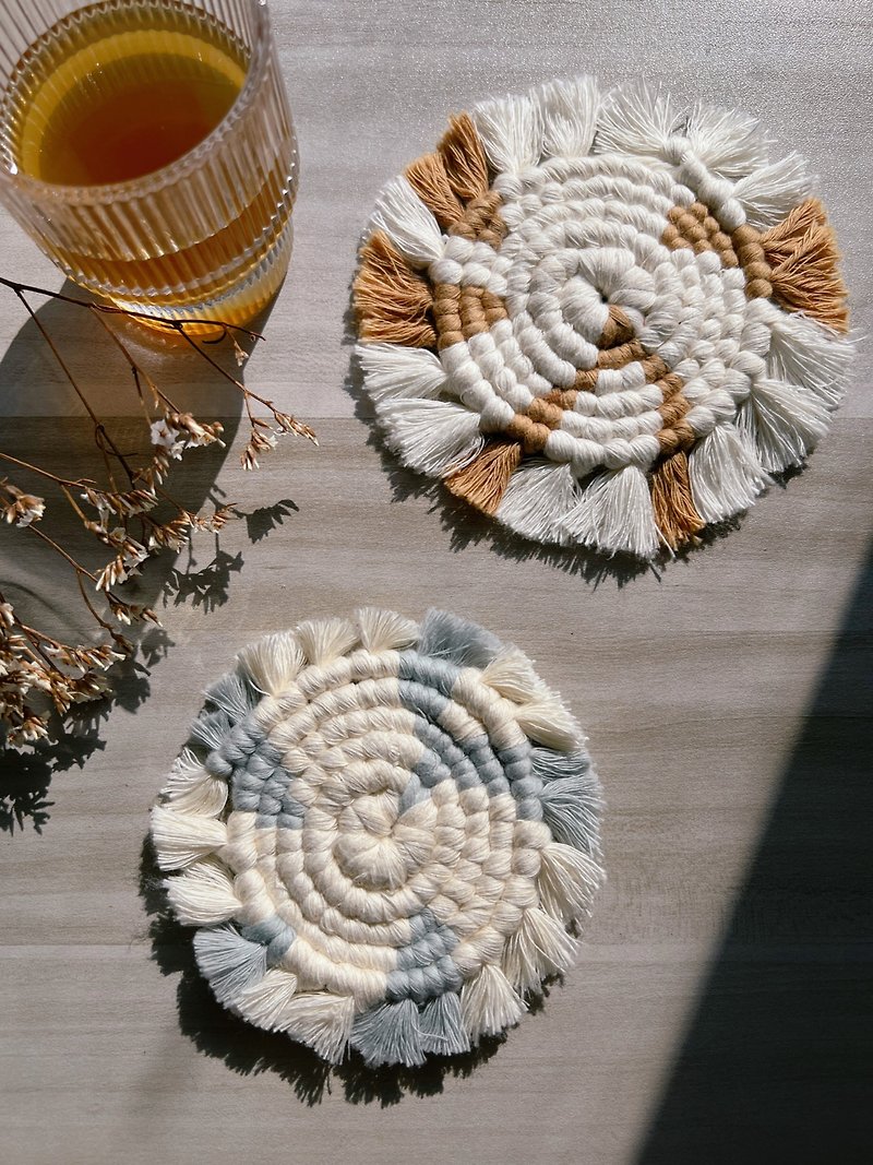 【Marble】Macramé hand-knot weaving marble pattern coaster workshop - Knitting / Felted Wool / Cloth - Cotton & Hemp 