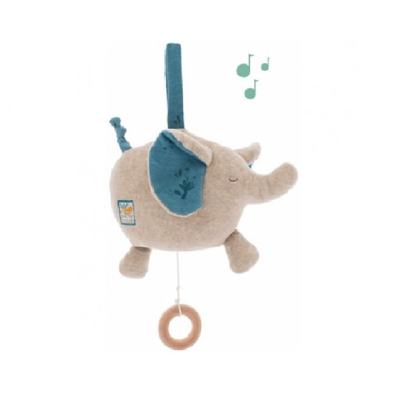 法國 Moulin Roty 可愛象懸掛音樂鈴 - 寶寶/兒童玩具/玩偶 - 棉．麻 多色