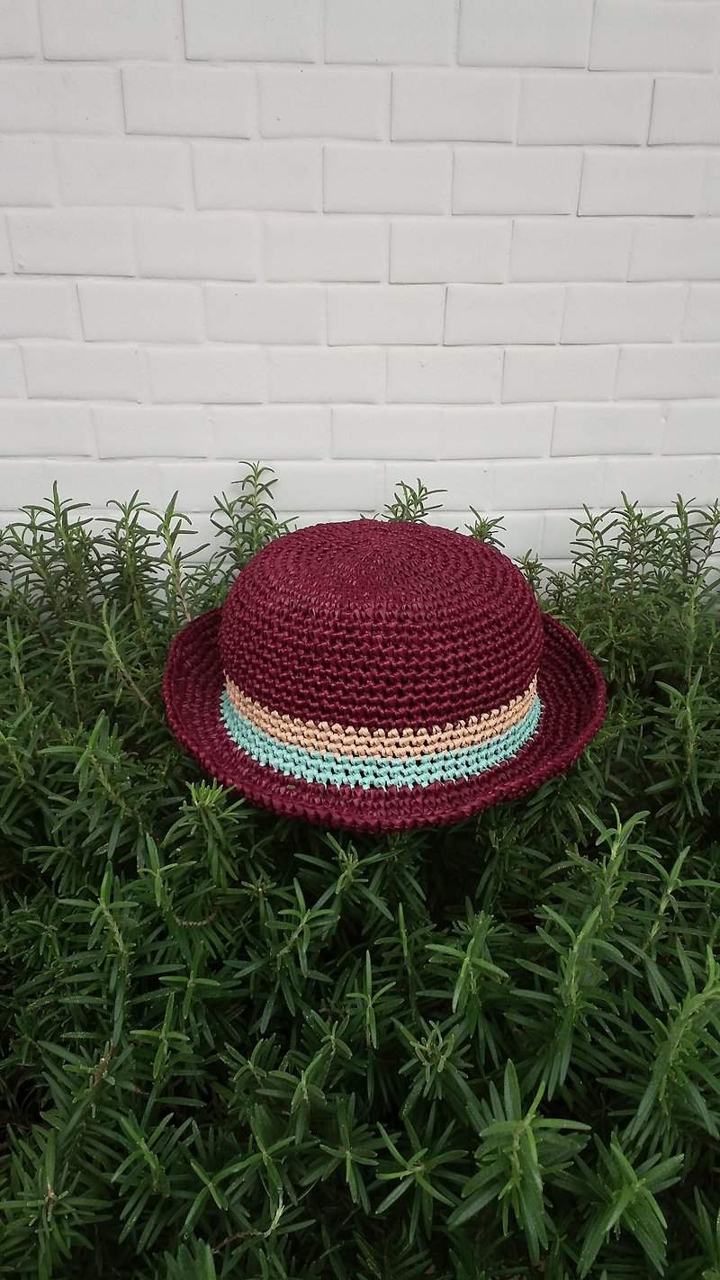 小童草帽 - 紫紅色 - 帽子 - 棉．麻 