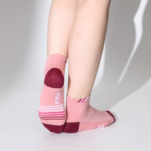 VOLA維菈文創 消臭專家 透氣漸層條紋除臭運動襪 台灣製 足弓機能襪 除臭襪 粉