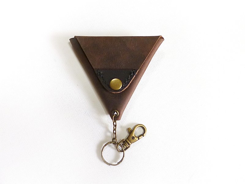 POPO│ unstamped │ triangle. │ Key Purse Crazy Horse Cow Leather - Keychains - Genuine Leather Brown