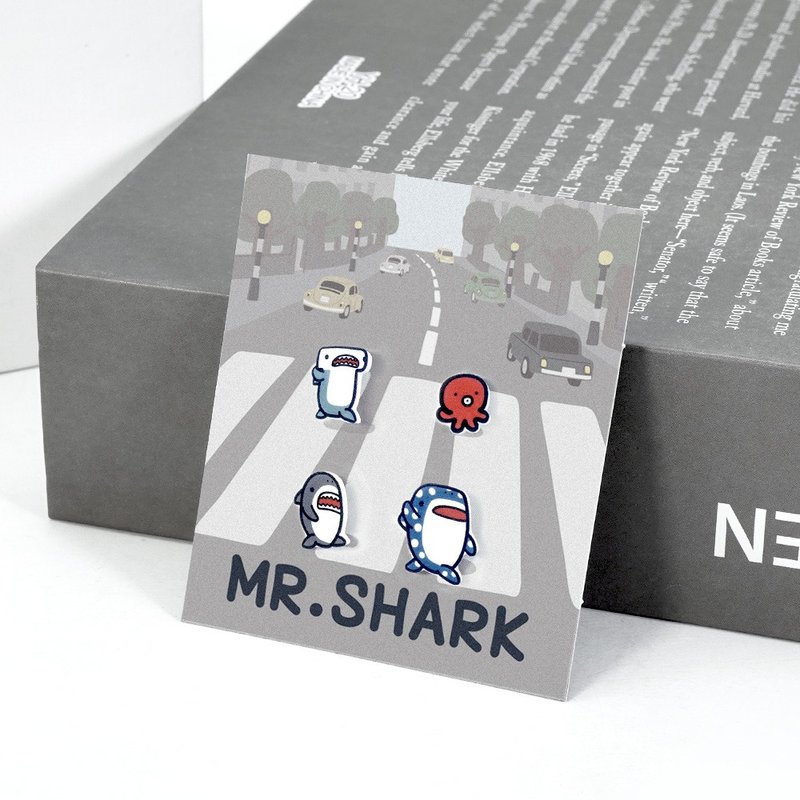 Mr. Shark Classic Series-Style Earrings Set-Crossing the Road Style - Earrings & Clip-ons - Other Metals Multicolor