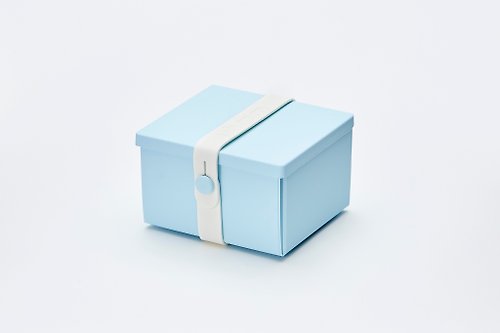 丹麥uhmm（原廠授權代理） 丹麥 uhmm - 環保摺疊點心盒 (淺藍色餐盒 x 純白扣環)-840ml