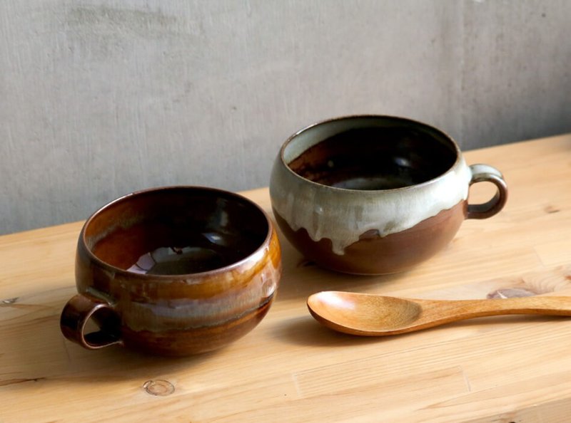高取燒 高取燒 湯杯 咖啡杯 茶杯 自由杯 築前茶陶器 - 咖啡杯/馬克杯 - 陶 咖啡色