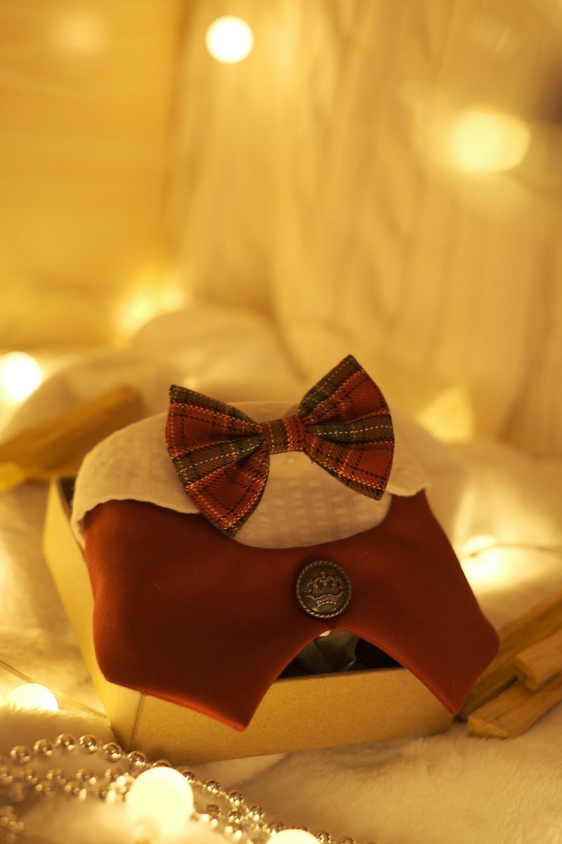 /聖誕限定 Christmas Edition/ 寵物禮服貴族紅色西裝領 - 寵物衣服 - 棉．麻 紅色
