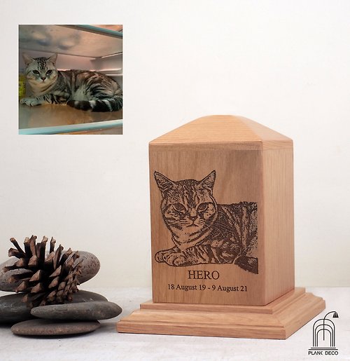 plankdeco 寵物骨灰盒 定制骨灰盒 紀念品木盒 寵物紀念 雕刻 貓骨灰盒